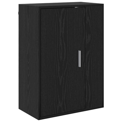 TV Cabinet Set Wall-mounted 4 pcs Black Oak Engineered wood