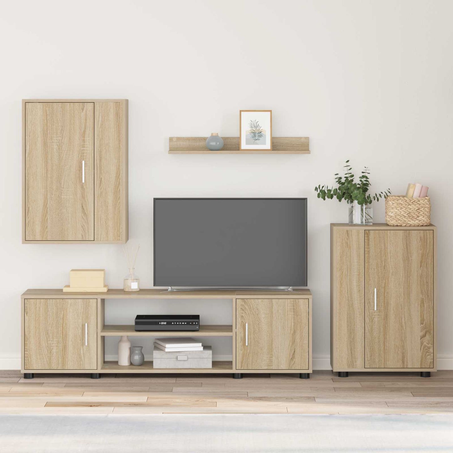 TV Cabinet Set Wall-mounted 4 pcs Sonoma Oak Engineered wood