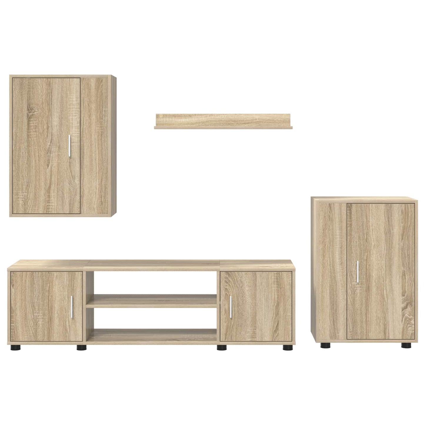 TV Cabinet Set Wall-mounted 4 pcs Sonoma Oak Engineered wood