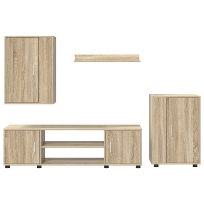 TV Cabinet Set Wall-mounted 4 pcs Sonoma Oak Engineered wood