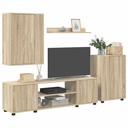 TV Cabinet Set Wall-mounted 4 pcs Sonoma Oak Engineered wood