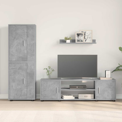 TV Cabinet Set Wall-mounted 4 pcs Concrete Grey Engineered wood