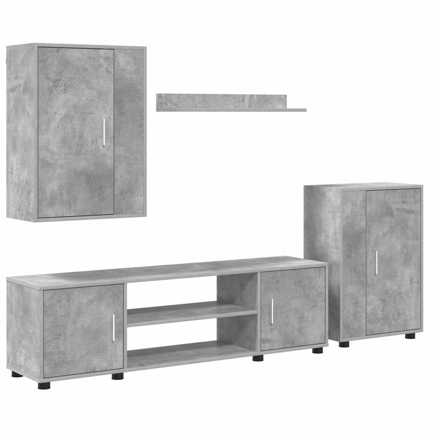 TV Cabinet Set Wall-mounted 4 pcs Concrete Grey Engineered wood