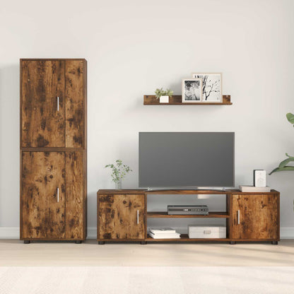 TV Cabinet Set Wall-mounted 4 pcs Somoked Oak Engineered wood