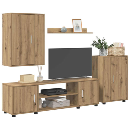 TV Cabinet Set Wall-mounted 4 pcs Artisan Oak Engineered wood
