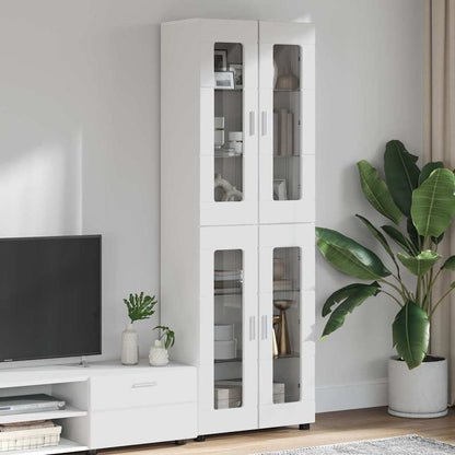 Highboard with Shelf FLORIN High Gloss White 60 x 35 x 182 cm