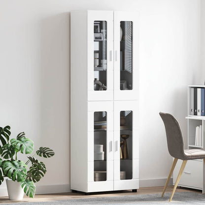 Highboard with Shelf FLORIN High Gloss White 60 x 35 x 182 cm