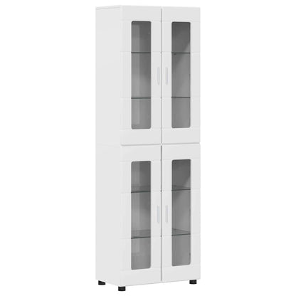 Highboard with Shelf FLORIN High Gloss White 60 x 35 x 182 cm
