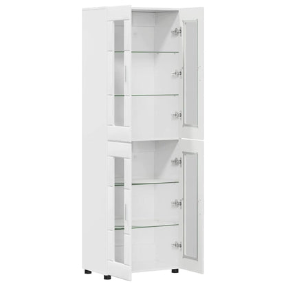 Highboard with Shelf FLORIN High Gloss White 60 x 35 x 182 cm