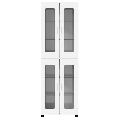 Highboard with Shelf FLORIN High Gloss White 60 x 35 x 182 cm