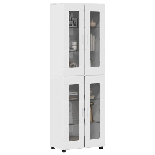 Highboard with Shelf FLORIN High Gloss White 60 x 35 x 182 cm