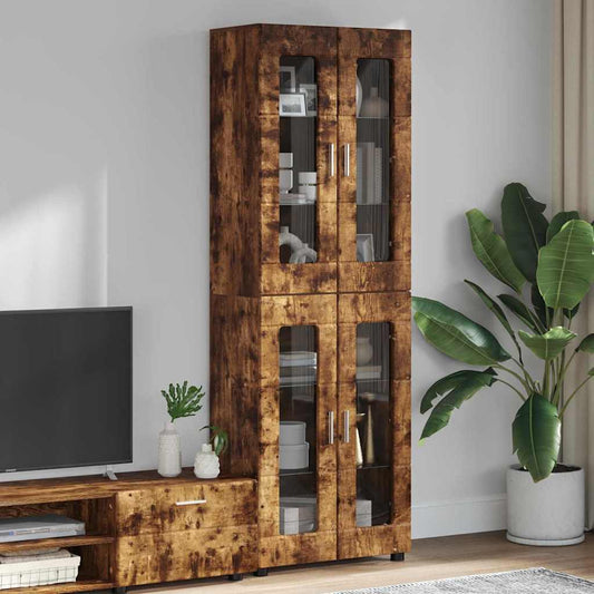 Highboard FLORIN 60 x 35 x 182 cm Smoked Oak Engineered Wood