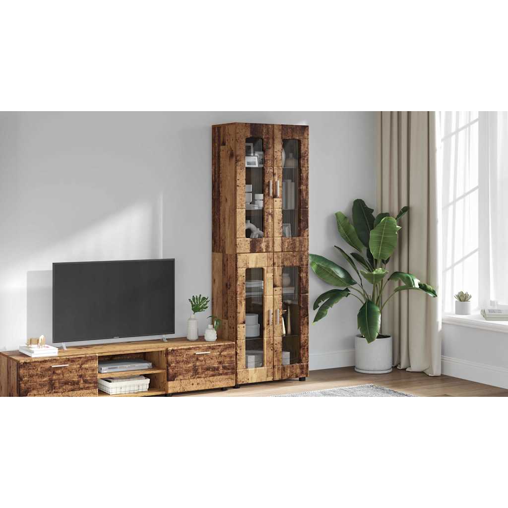 Highboard FLORIN Old Wood 60 x 35 x 182 cm Engineered Wood