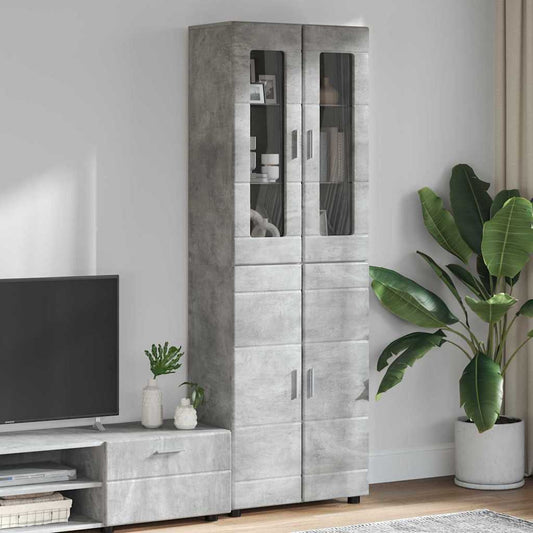 Highboard FLORIN 60 x 35 x 182 cm Concrete Grey Engineered Wood