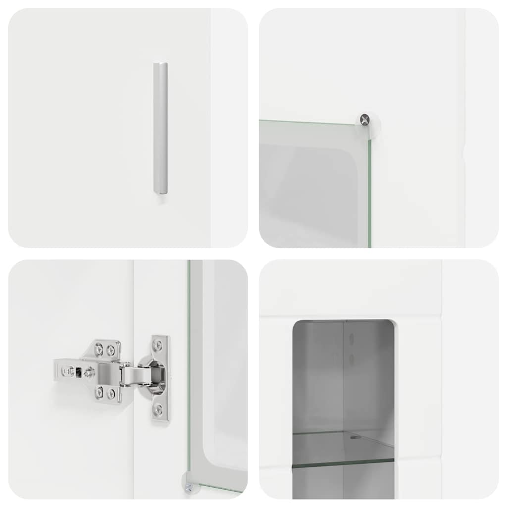 Highboard with Shelf FLORIN High Gloss White 60 x 35 x 182 cm