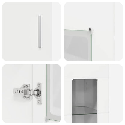 Highboard with Shelf FLORIN High Gloss White 60 x 35 x 182 cm