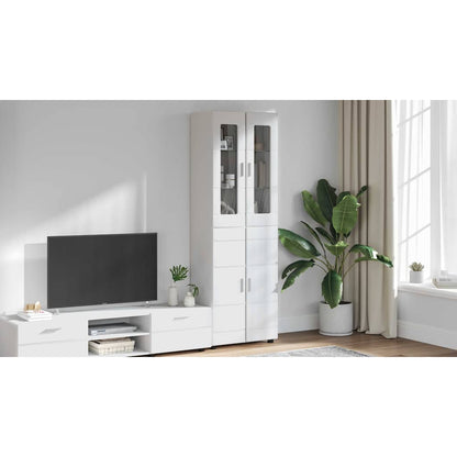 Highboard with Shelf FLORIN High Gloss White 60 x 35 x 182 cm