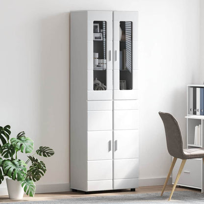 Highboard with Shelf FLORIN High Gloss White 60 x 35 x 182 cm