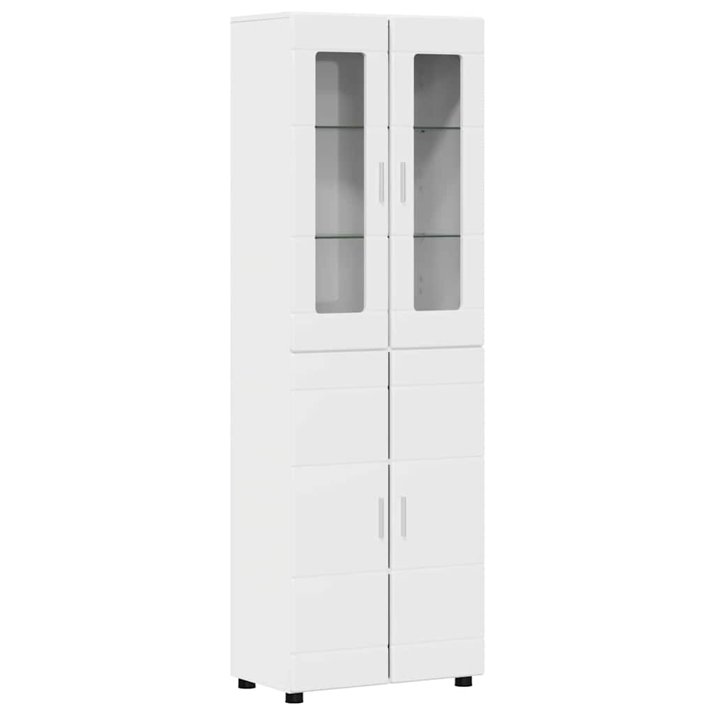 Highboard with Shelf FLORIN High Gloss White 60 x 35 x 182 cm