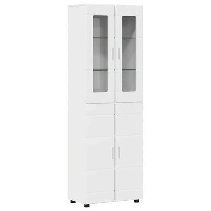 Highboard with Shelf FLORIN High Gloss White 60 x 35 x 182 cm
