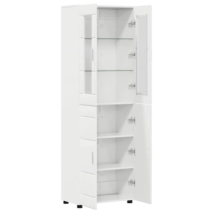 Highboard with Shelf FLORIN High Gloss White 60 x 35 x 182 cm