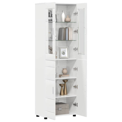 Highboard with Shelf FLORIN High Gloss White 60 x 35 x 182 cm