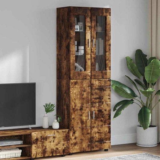Highboard FLORIN 60 x 35 x 182 cm Smoked Oak Engineered Wood
