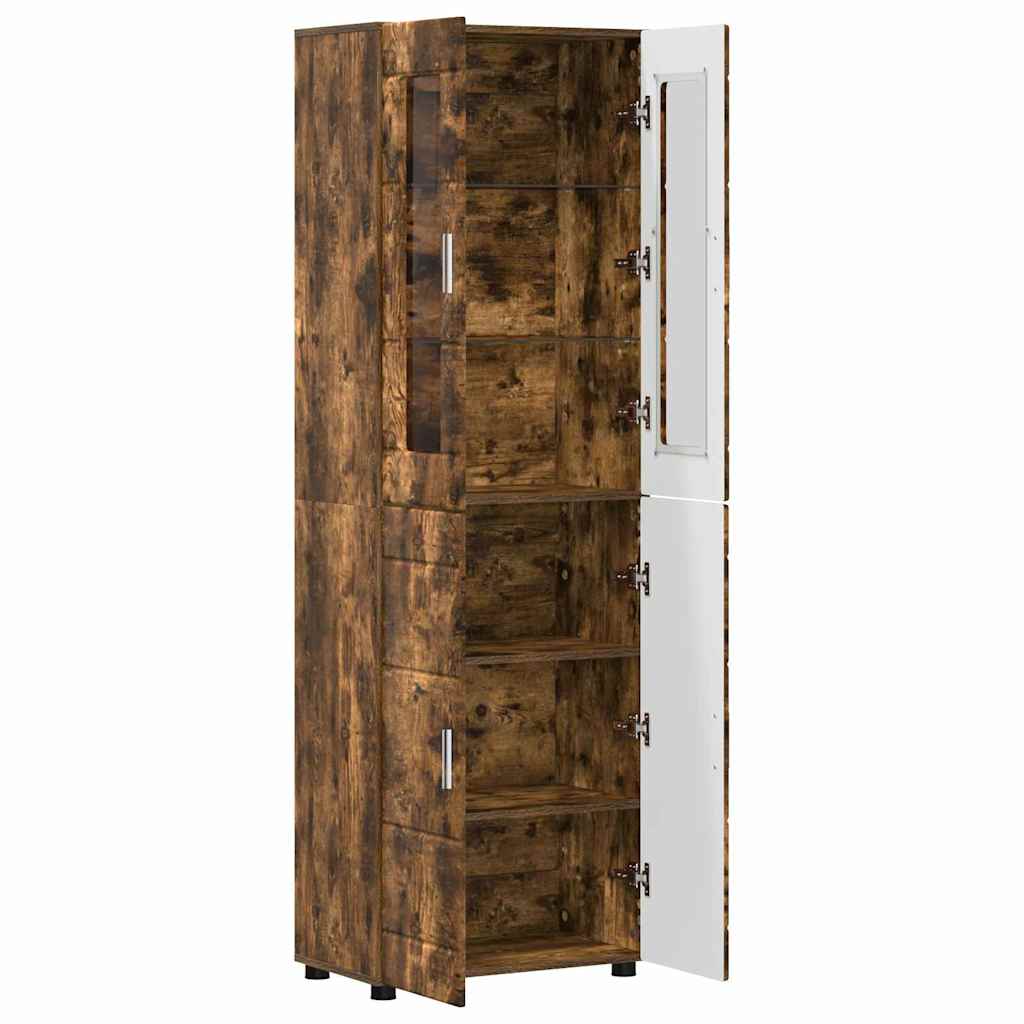 Highboard FLORIN Smoked Oak 60 x 35 x 182 cm Engineered Wood