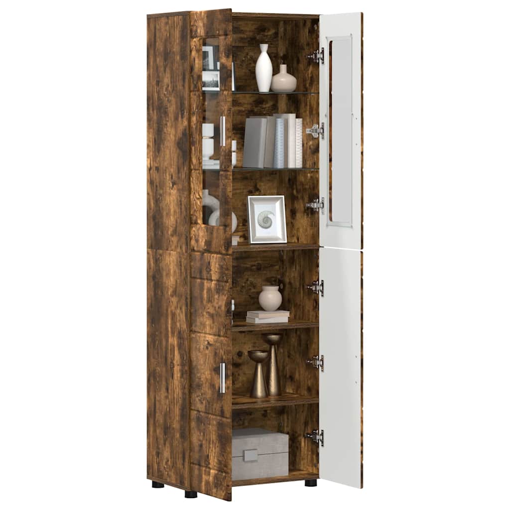 Highboard FLORIN Smoked Oak 60 x 35 x 182 cm Engineered Wood