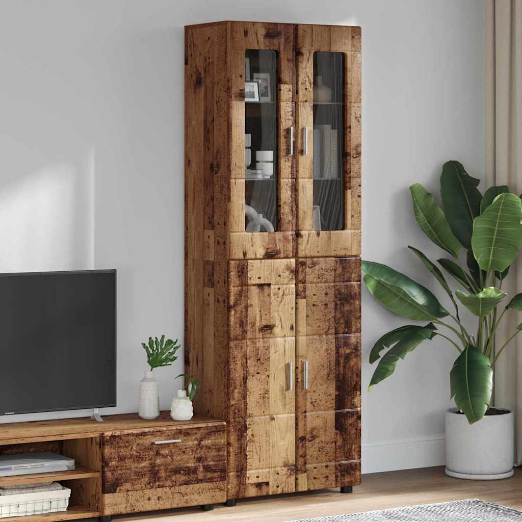 Highboard FLORIN Old Wood 60 x 35 x 182 cm Engineered Wood
