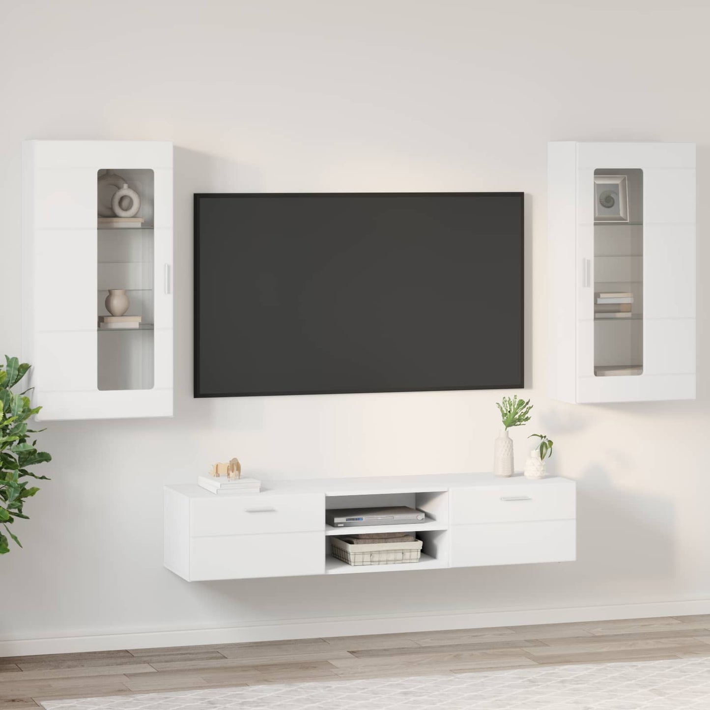 TV Cabinet Set with Drawer FLORIN 3 pcs White Engineered Wood