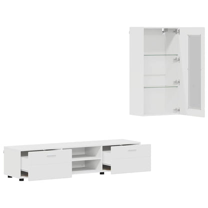 TV Cabinet Set with Drawer FLORIN 3 pcs White Engineered Wood