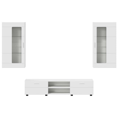 TV Cabinet Set with Drawer FLORIN 3 pcs White Engineered Wood