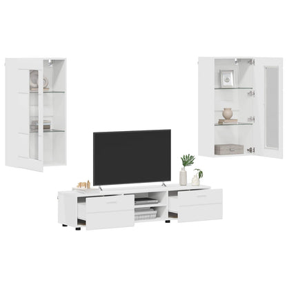TV Cabinet Set with Drawer FLORIN 3 pcs White Engineered Wood