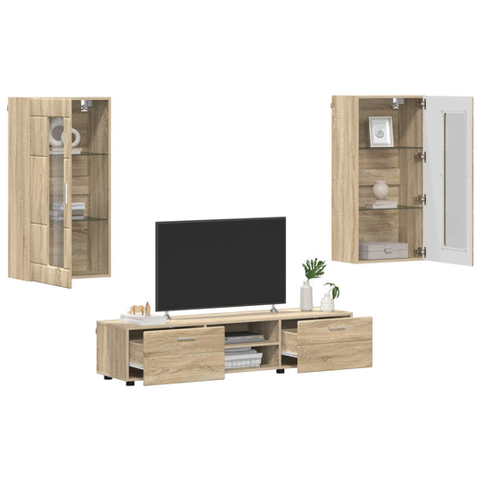 TV Cabinet Set FLORIN 3 pcs Sonoma Oak Engineered Wood
