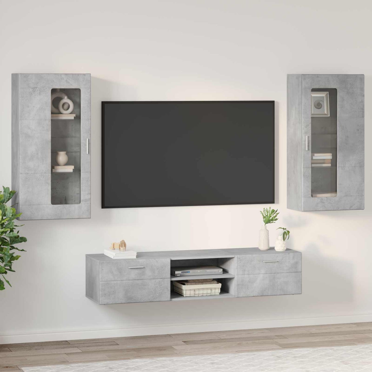 TV Cabinet Set FLORIN 3 pcs Concrete Grey Engineered Wood