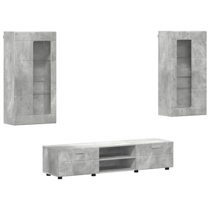 TV Cabinet Set FLORIN 3 pcs Concrete Grey Engineered Wood