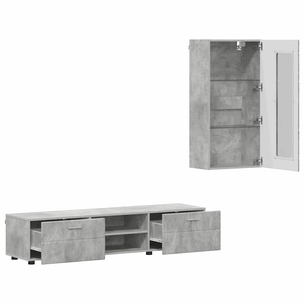 TV Cabinet Set FLORIN 3 pcs Concrete Grey Engineered Wood
