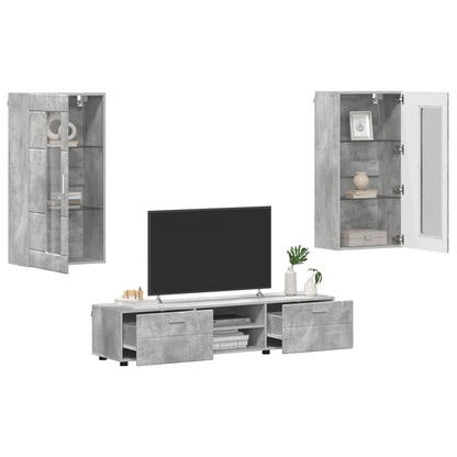 TV Cabinet Set FLORIN 3 pcs Concrete Grey Engineered Wood