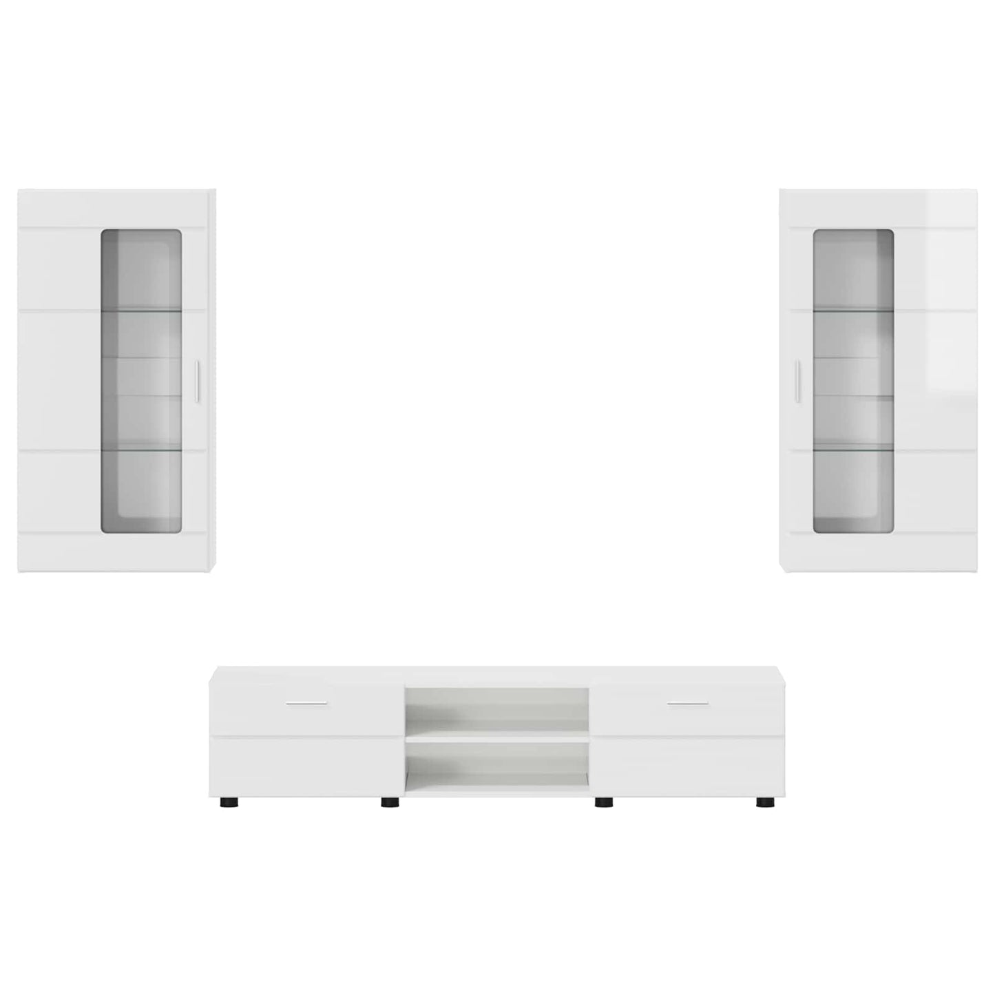 TV Cabinet Set FLORIN 3 pcs High Gloss White Engineered Wood