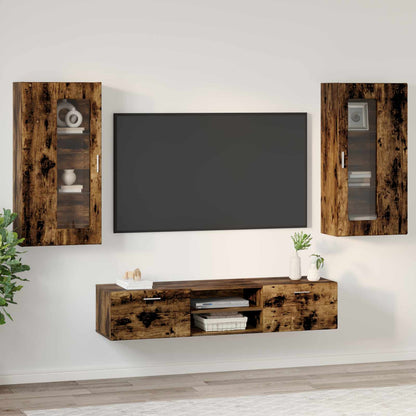 TV Cabinet Set FLORIN 3 pcs Smoked Oak Engineered Wood
