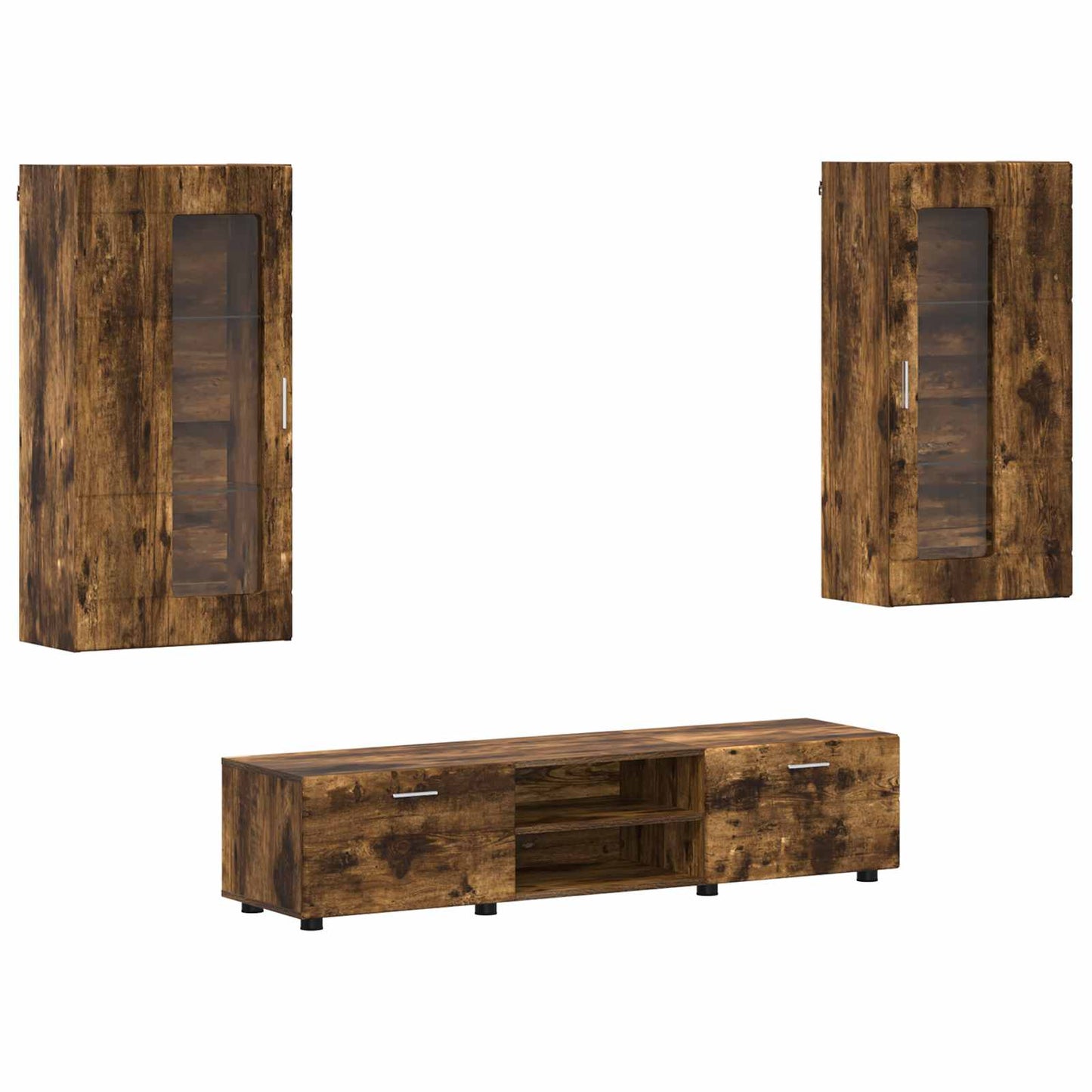 TV Cabinet Set FLORIN 3 pcs Smoked Oak Engineered Wood