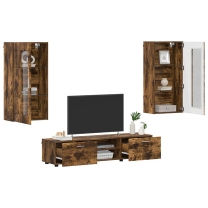 TV Cabinet Set FLORIN 3 pcs Smoked Oak Engineered Wood