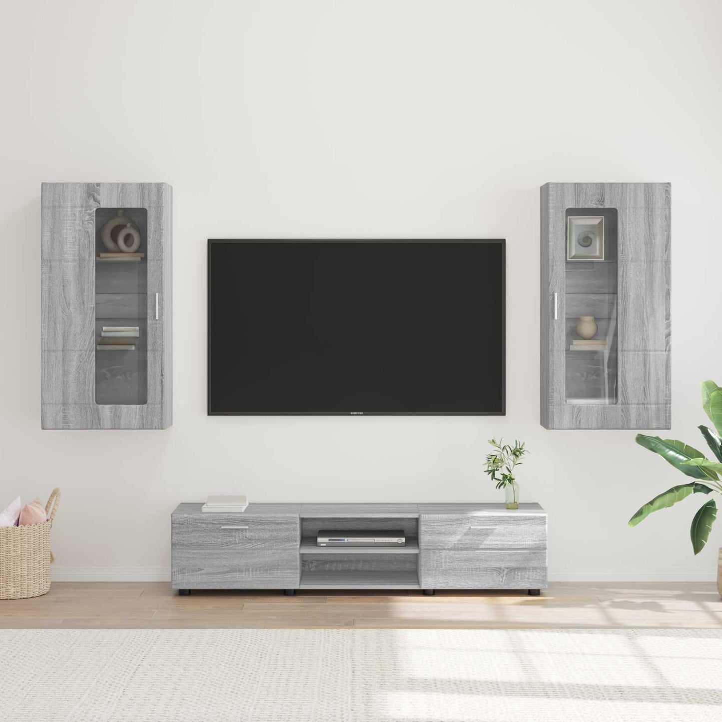 TV Cabinet Set FLORIN 3 pcs Grey Sonoma Engineered Wood