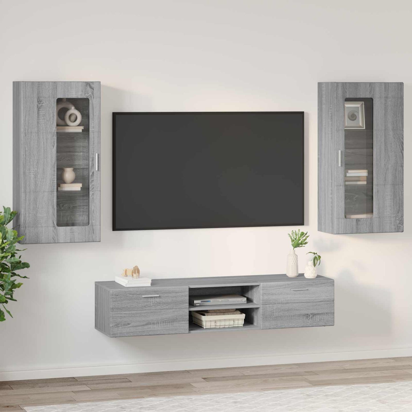 TV Cabinet Set FLORIN 3 pcs Grey Sonoma Engineered Wood