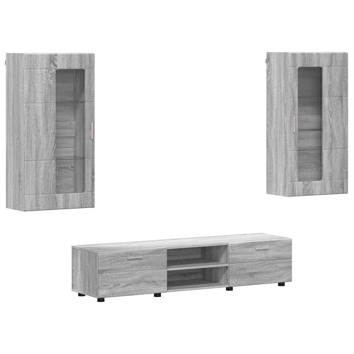 TV Cabinet Set FLORIN 3 pcs Grey Sonoma Engineered Wood