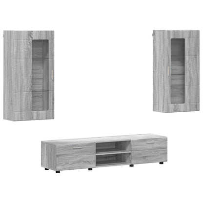 TV Cabinet Set FLORIN 3 pcs Grey Sonoma Engineered Wood