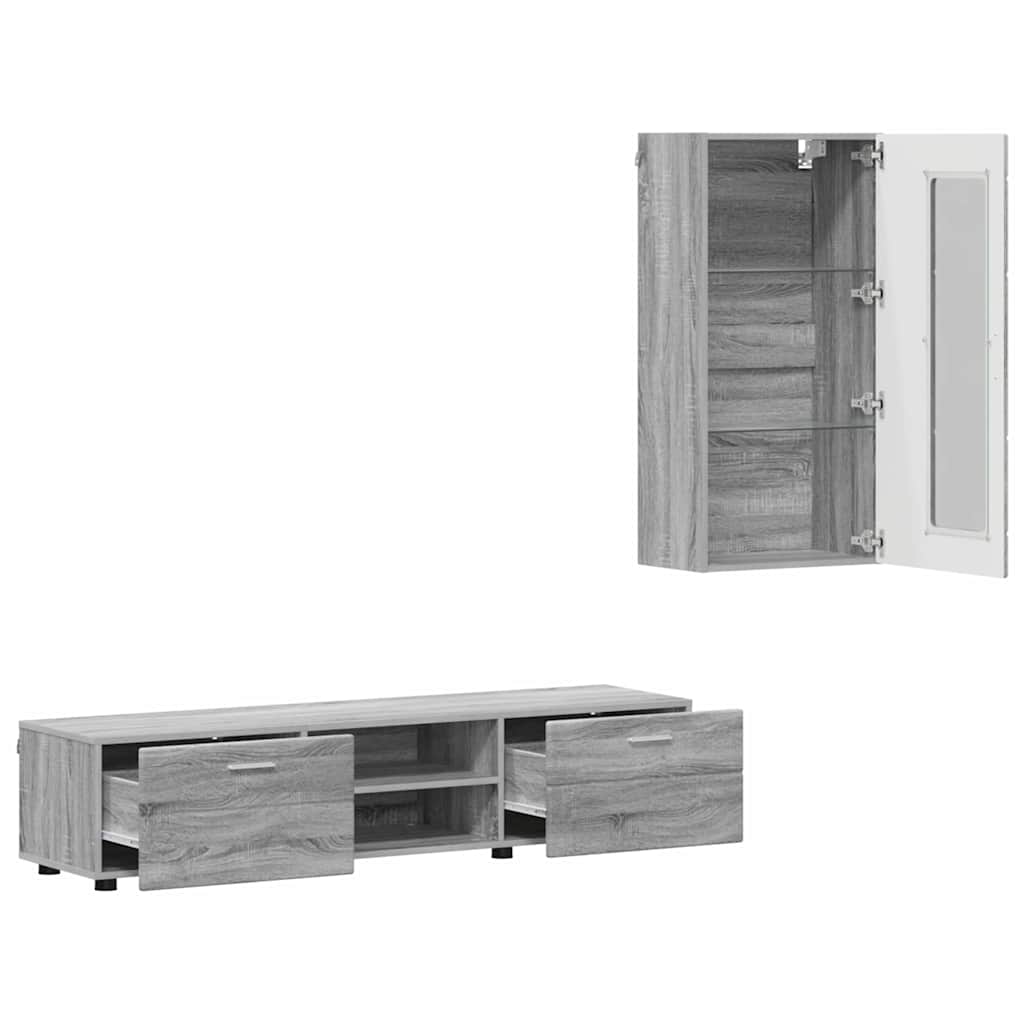 TV Cabinet Set FLORIN 3 pcs Grey Sonoma Engineered Wood