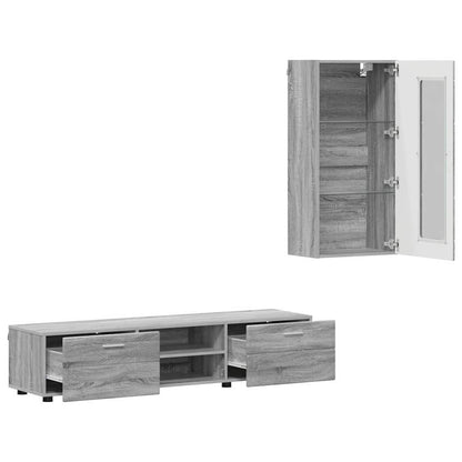 TV Cabinet Set FLORIN 3 pcs Grey Sonoma Engineered Wood