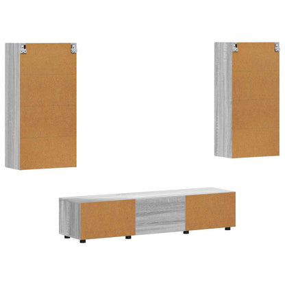 TV Cabinet Set FLORIN 3 pcs Grey Sonoma Engineered Wood